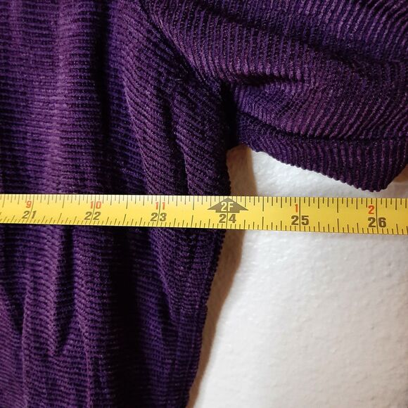 Chicos Shirt Jacket Purple Women Size 3 Button Up Shacket Ribbed Silk Blend LS - Picture 3 of 10